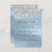 Invitation Gris Paillettes Drips Argent Bleu Mariée Douce 16è (Devant / Derrière)