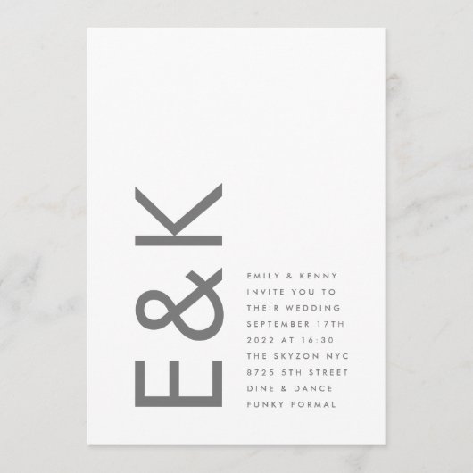 Invitation Gris Premium Ultimate Moderne Monogramme Bold Amus (Devant)