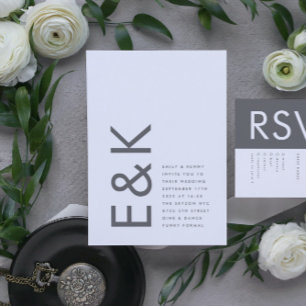 Invitation Gris Premium Ultimate Moderne Monogramme Bold Amus