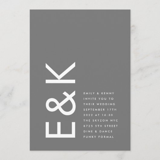 Invitation Gris Premium Ultimate Moderne Monogramme Mariage a (Devant)