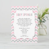 Invitation Gris rose Bébé arroser / fille baby shower invitat (Debout devant)