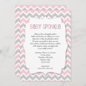 Invitation Gris rose Bébé arroser / fille baby shower invitat (Devant / Derrière)