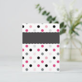 Invitation Gris rose chaud, rose clair et Pois noirs (Debout devant)