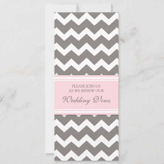 Invitation Gris rose Chevron Mariage Vow Renouvellement Invit (Devant)