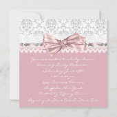 Invitation Gris rose Damas rose Gris rose Bébé Fille Douche (Dos)