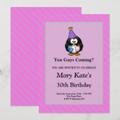 Invitation Gris/Rose Gris Fragments encadrés Amusants Anniver (Devant / Derrière)