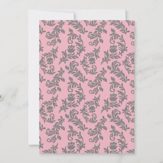 Invitation Gris rose Swirl Damask (Dos)