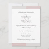 Invitation Gris rose vif Gris blanc rayures Ampersand Mariage (Devant)