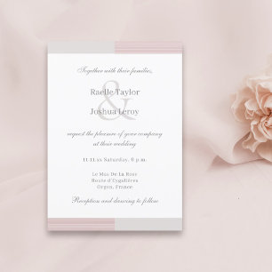 Invitation Gris rose vif Gris blanc rayures Ampersand Mariage