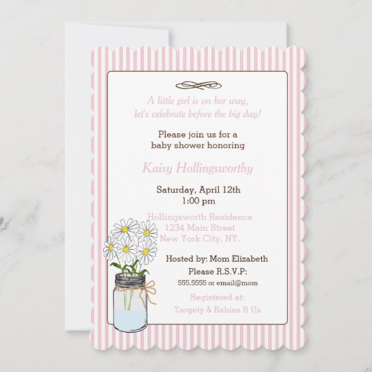 Invitation Gris roses avec fleurs dans le Baby shower Mason J (Devant)