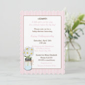 Invitation Gris roses avec fleurs dans le Baby shower Mason J (Debout devant)