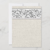 Invitation Gris Rustique Burlap Linge Douche nuptiale Invitat (Dos)