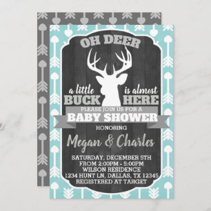 Invitation Gris Teal de menthe d'invitation de baby shower