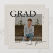 Invitation Gris texturé Effet Graduation Photo (Devant / Derrière)