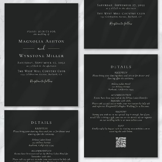 Invitation Gris urbain moderne tout en un Mariage