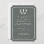 Invitation Gris-vert MD Asclepius + Laurel Wreath Graduation (Devant)