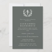 Invitation Gris-vert MD Asclepius + Laurel Wreath Graduation (Devant)