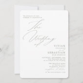 Invitation Gris vert moderne Mariage blanc RSVP QR Code Invit (Devant)