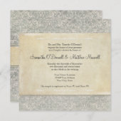 Invitation Gris Vintage français Régence Dentelle Mariages (Devant / Derrière)