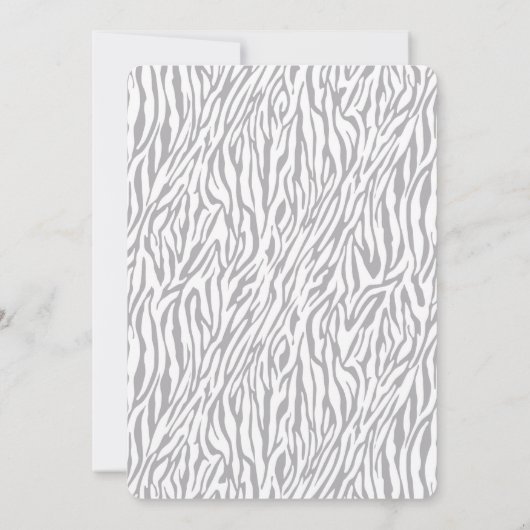 Invitation Gris Zebra Print Bachelorette (Dos)