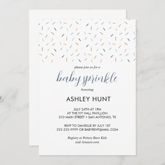 Invitation Grise Bleue pour Baby-Shower de Petit G (Devant / Derrière)