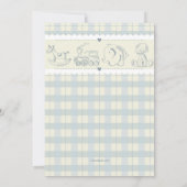 Invitation grise de baby shower de plaid (Dos)