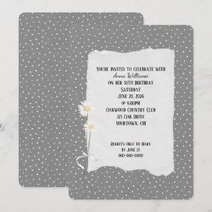 Invitation grise et à pois pour fête d'anniversair