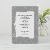 Invitation grise et à pois pour fête d'anniversair (Debout devant)