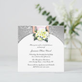 invitation grise et jaune de Fête de la mariée (Debout devant)