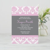 Invitation grise et rose de damassé (Debout devant)