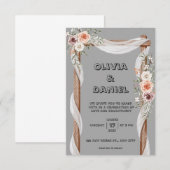 Invitation grise, marron, rustique et rose (Devant / Derrière)