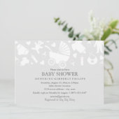 Invitation grise moderne pour baby shower (Debout devant)