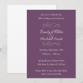 Invitation grise pourpre d'anniversaire de mariage (Devant / Derrière)