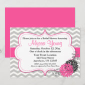 Invitation grise rose de Chevron (Devant / Derrière)