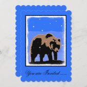Invitation Grizzly Bear en hiver - Art original de la faune (Devant / Derrière)