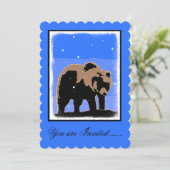 Invitation Grizzly Bear en hiver - Art original de la faune (Debout devant)