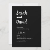 Invitation Groom Bride mariage moderne noir et blanc (Devant)
