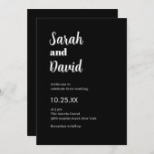 Invitation Groom Bride mariage moderne noir et blanc (Devant / Derrière)