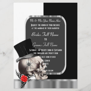 Invitation Groom gothique Crâne noir et blanc