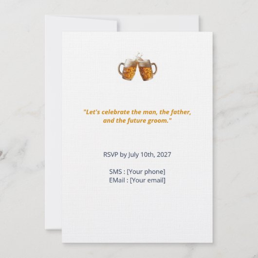 Invitation Groom Shower - Thème Bière Artisanale (Dos)