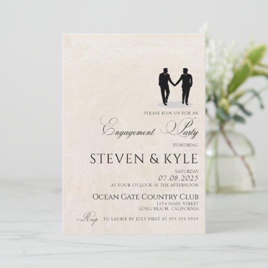Invitation Grooms Bonne Partie d'Engagement (Debout devant)