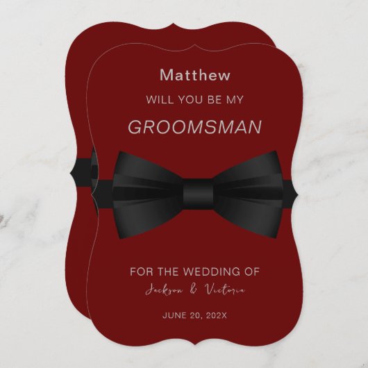 Invitation Groomsman Bowtie élégant (Devant / Derrière)