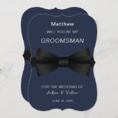 Invitation Groomsman Bowtie élégant (Devant / Derrière)