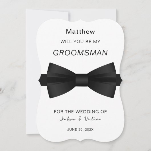 Invitation Groomsman Bowtie élégant (Devant)
