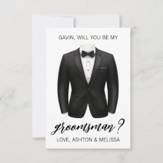 Invitation Groomsman Proposal Card, Black Tuxedo, Suit Jacket
