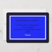 Invitation Groomsmen Blue avec Brewski (Dos)