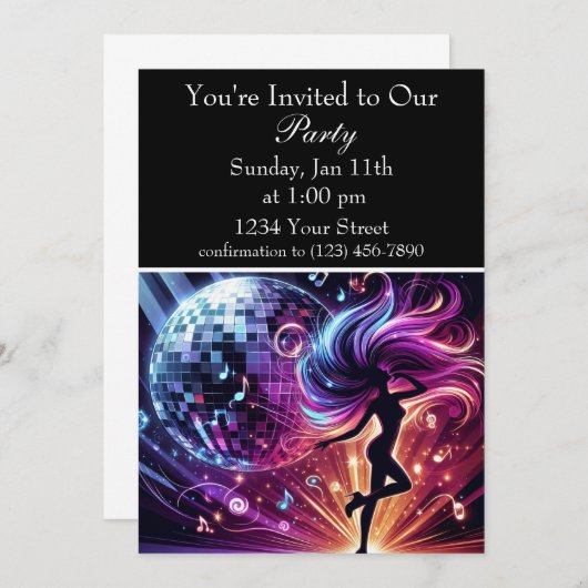Invitation Groove & Glow : Ambiance Soirée Dansante (Devant / Derrière)