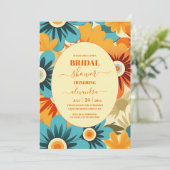 Invitation Groovy Boho Rétro Fleurs Mariage Shower (Debout devant)