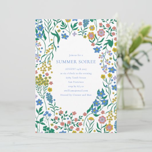 Invitation Groovy Boho Wildflower Whimsy Summer Soiree (Debout devant)