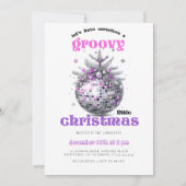 Invitation Groovy Christmas Disco Ball Pink Christmas Party (Devant)